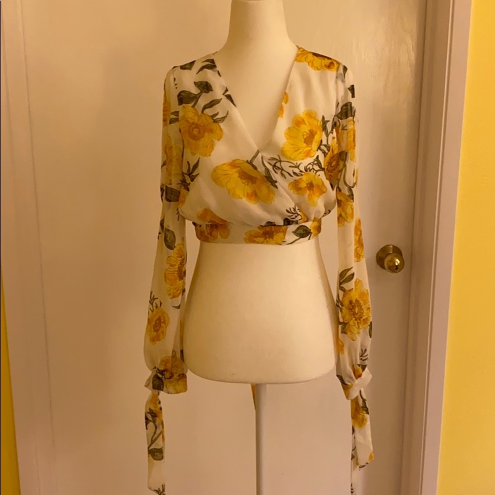 Wrap around floral crop top